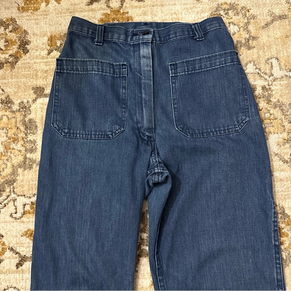 Vintage 70s Navy Issued Sailor Bell Bottom Jeans Denim Dungarees - Picture 2 of 7